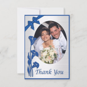 Blue Calla lilies Gracias tarjeta con foto