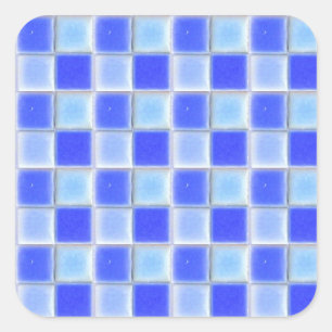 Blue Checkerboard Mosaic Ceramic Tiles Pegatina