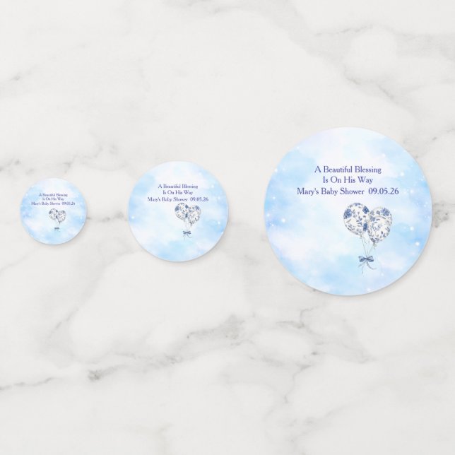 Blue Chinoiserie Baby Shower Table Confetti (Anversos)