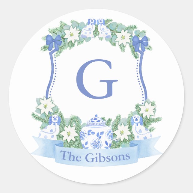 Blue Chinoiserie Escudo Sello para sobres (Anverso)