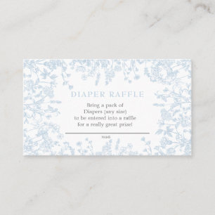 Blue Chinoiserie floral tarjeta de rifa de pañales