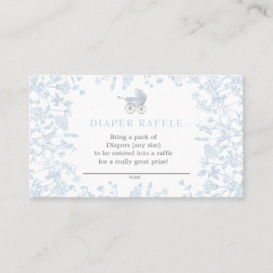 Blue Chinoiserie floral tarjeta de rifa de pañales