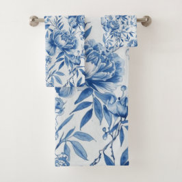 Blue Chinoiserie Watercolor Floral Botanical