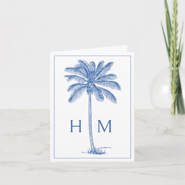 Blue Coastal Palmetto Palm Monogram (Anverso)