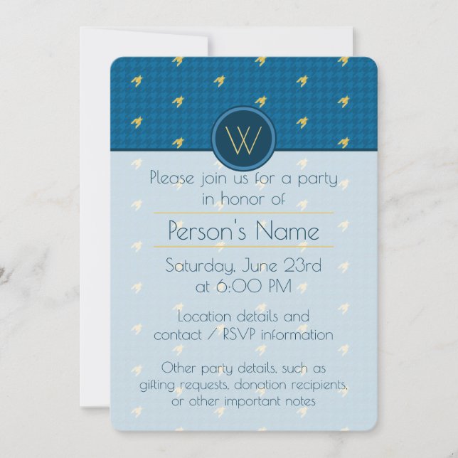 Blue con invitación de fiesta de la Houndstoth con (Anverso)
