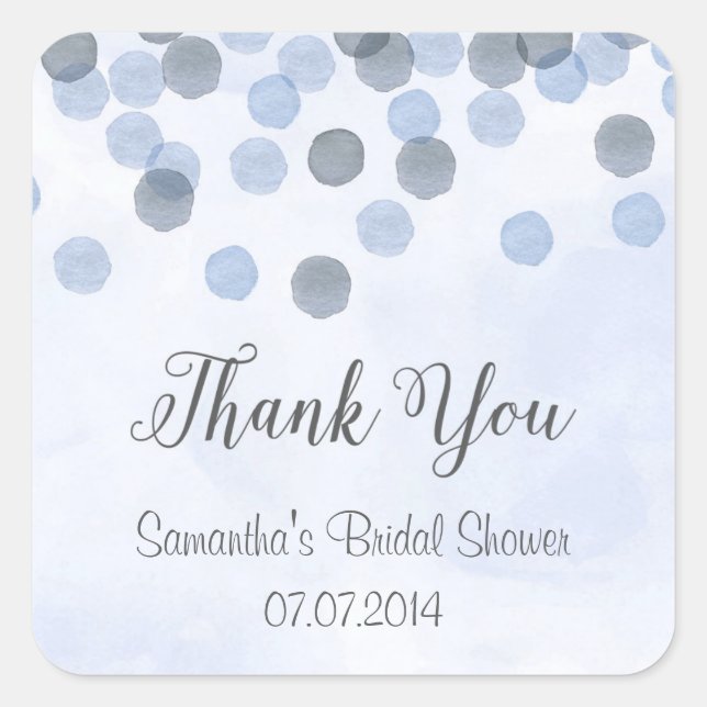 Blue Confetti Gracias Pegatinas (Anverso)