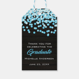 Blue Confetti Graduate Gracias Graduación Etiqueta
