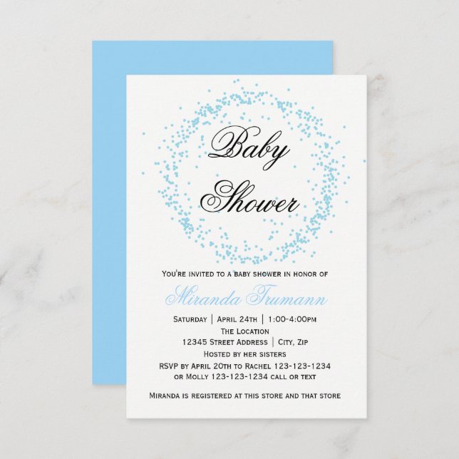 Blue Confetti - Invitación Baby Shower 3x5 (Anverso / Reverso)
