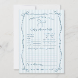 Blue Coquette Bow Advance para la tarjeta Baby Sho