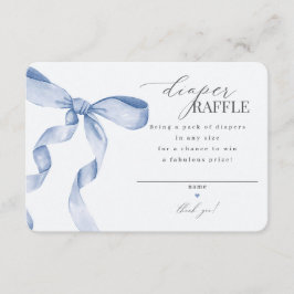 Blue Coquette Bow Diaper Invitación a Raffle