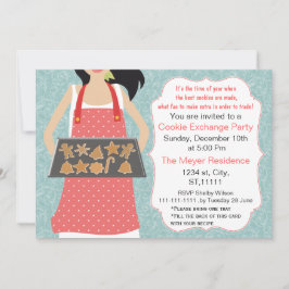 Blue coral Holiday Cookie swap Invitar tarjeta de