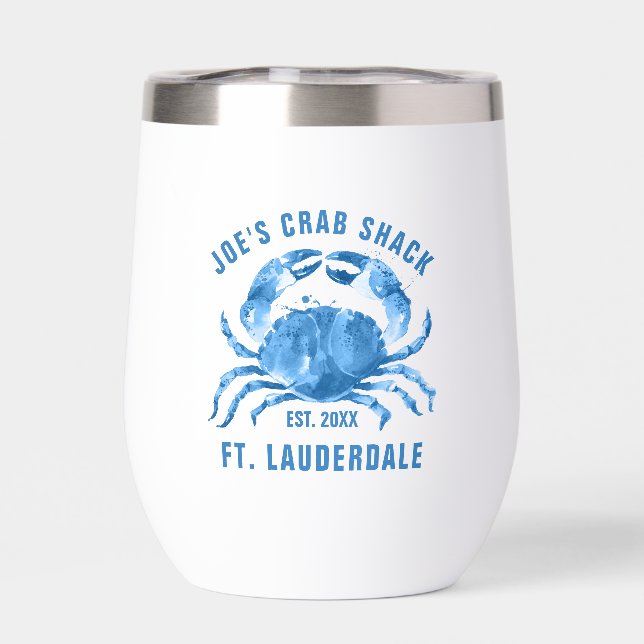Blue Crab acuarelas Ilustracion Personalizado Text (Trasero)