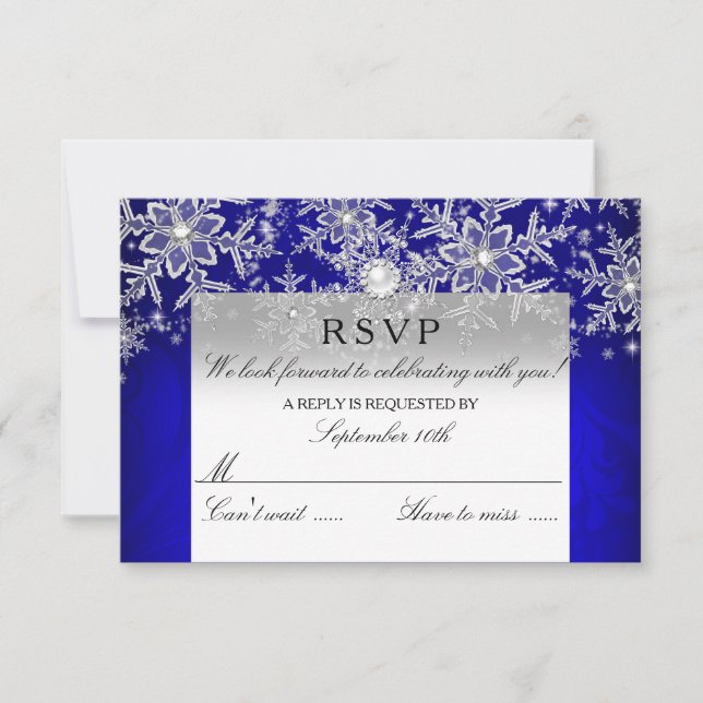 Blue Crystal Pearl Snowflake Silver Winter RSVP (Anverso)