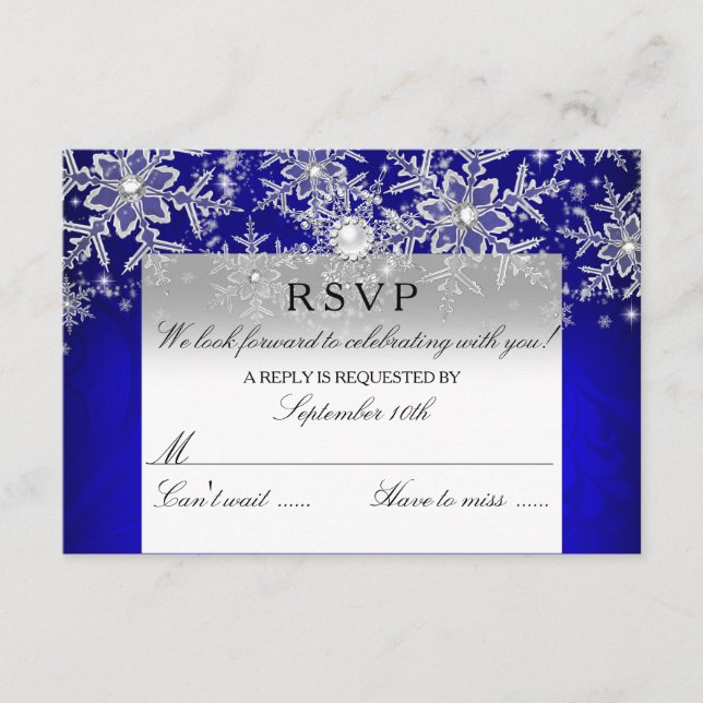 Blue Crystal Pearl Snowflake Silver Winter RSVP (Anverso)