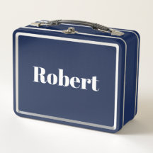 Blue Custom Name Lunch Box Trabajo Escolar mínimo