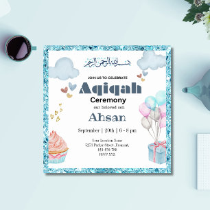 Blue Cute Aqeeqah- Aqiqah- Invitación