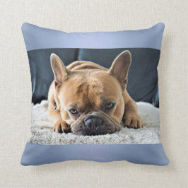 Blue Cute Bulldog francés almohada de cojín