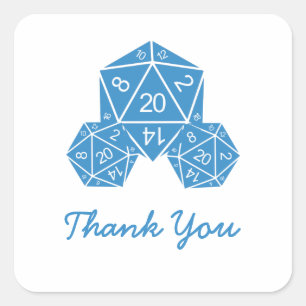 Blue D20 Dice Gracias Pegatinas