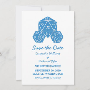 Blue D20 Dice Guardar la invitación de fecha
