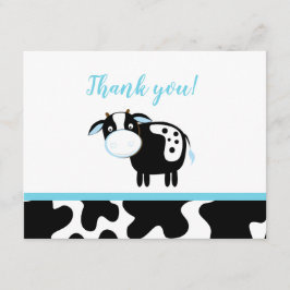 Blue Dairy Cow Baby Shower Gracias notas