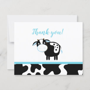 Blue Dairy Cow Baby Shower Gracias notas