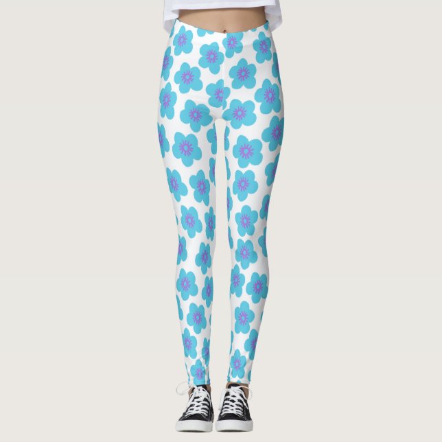 Blue Daisies Happy Comfy Wear Leggings (Anverso)
