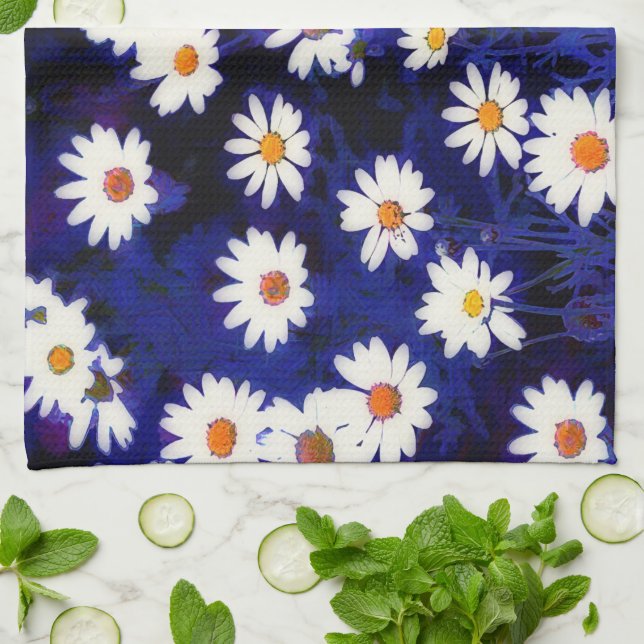Blue Daisy Garden Art Kitchen Toalla (Doblado)