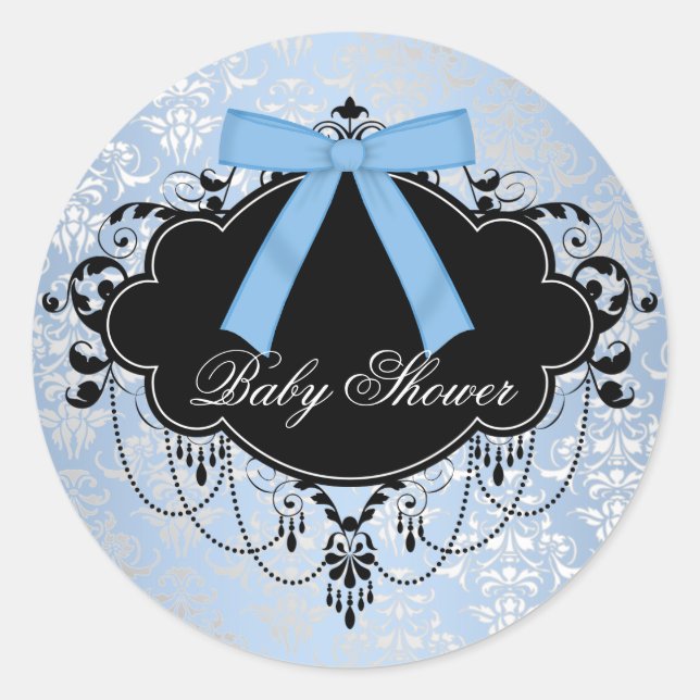 Blue Damask Blue Black Baby Pegatina (Anverso)