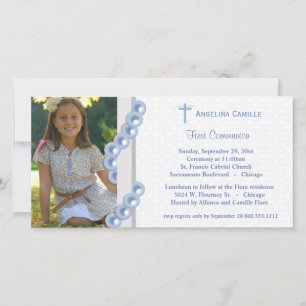 Blue Damask Pearls First Community Photo Invite