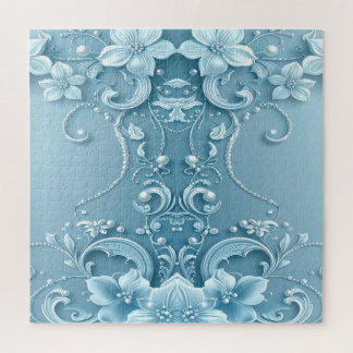 Blue Decorative Floral Jigsaw Puzzle