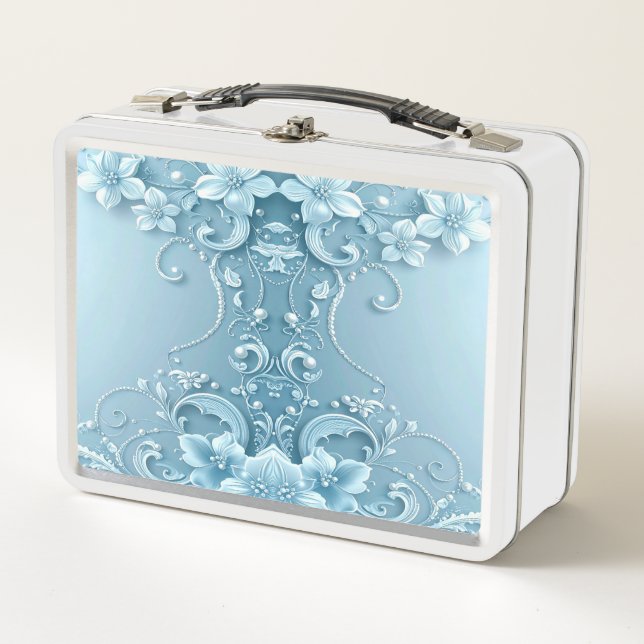 Blue Decorative Floral Lunchbox (Anverso)