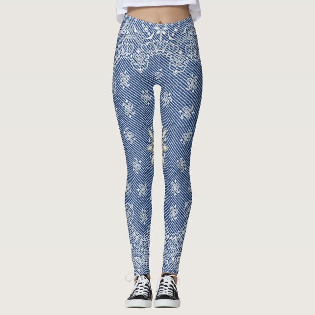 Blue Denim Bandana Leggings (Anverso)