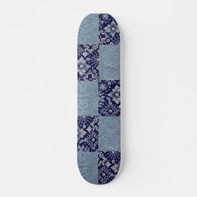 Blue Denim Bandana Skateboard (Anverso )