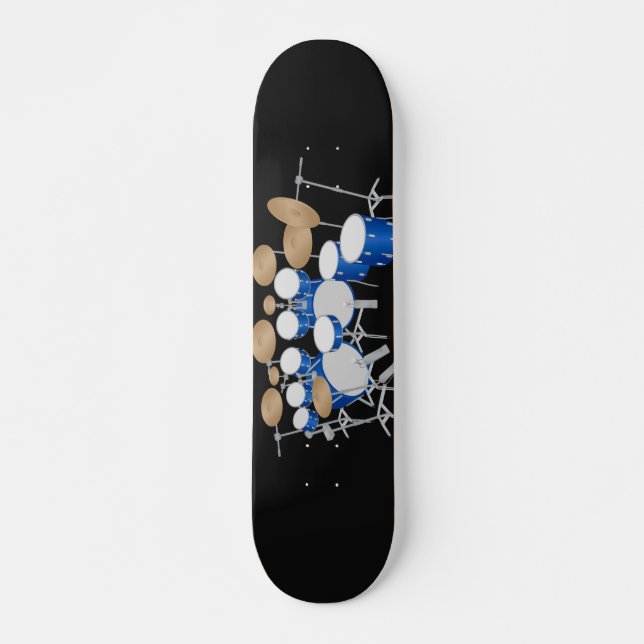 Blue Drum Kit Illustration: Custom Skateboard (Anverso )