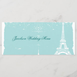 Blue Eiffel Tower Boda Menus