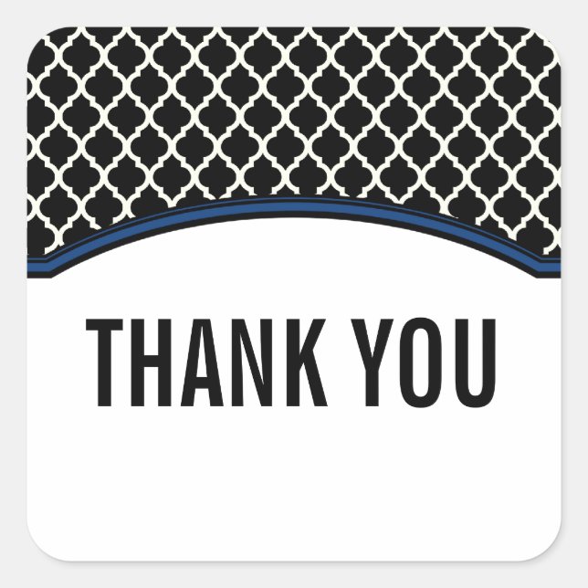 Blue Elegant Quatrefoil Gracias Pegatinas (Anverso)