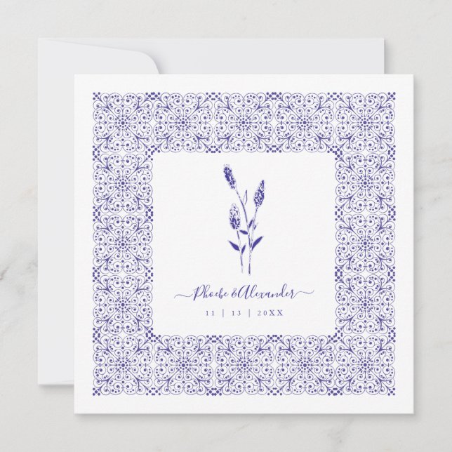 Blue Elegant Sophisticated Wedding Lace Wildflower (Anverso)