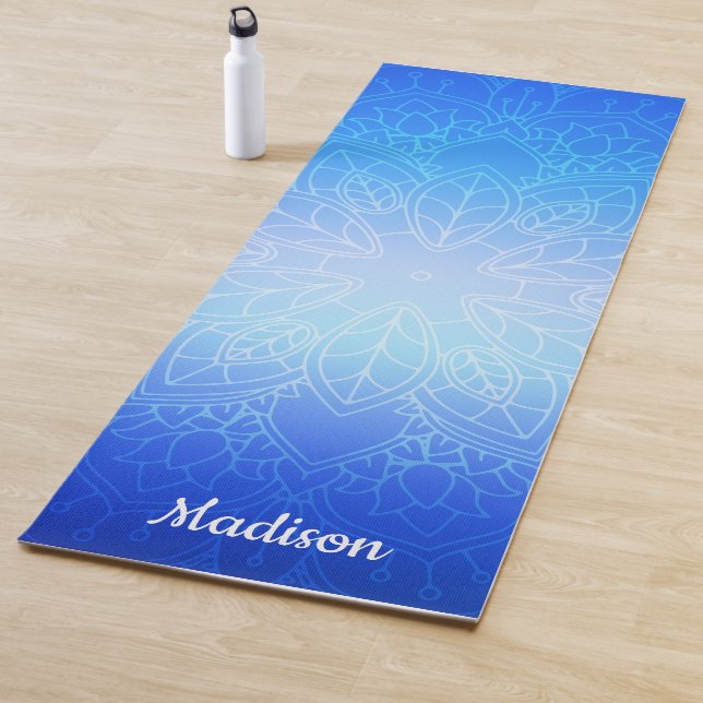 Blue Elegoral Mandala Patrón Yoga Mat (In situ)