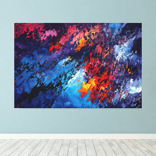 Blue Ember Blue Red Contemporary Resumen Arte