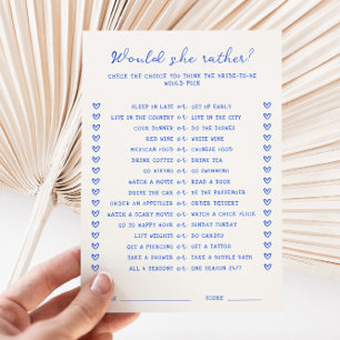 Blue escrito a mano Prefiere tarjeta de juego