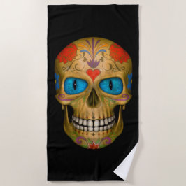 Blue Eyed Sugar Skull Zombie Beach Toalla
