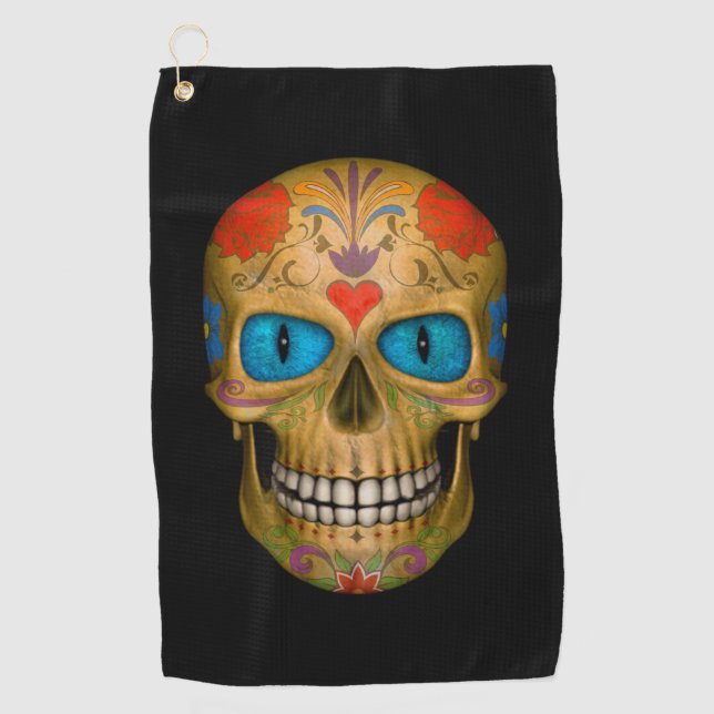 Blue Eyed Sugar Skull Zombie Toallas de golf no mu (Anverso)