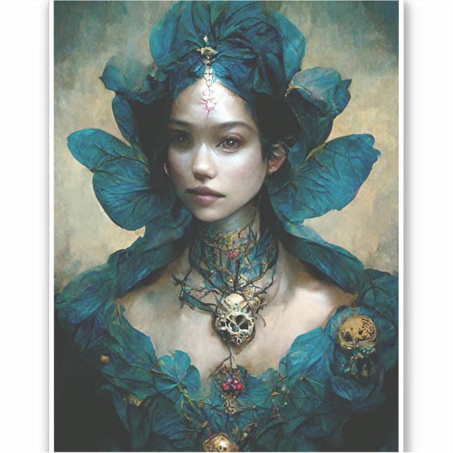 Blue Fairy Fantasy Art Pegatina (Anverso)