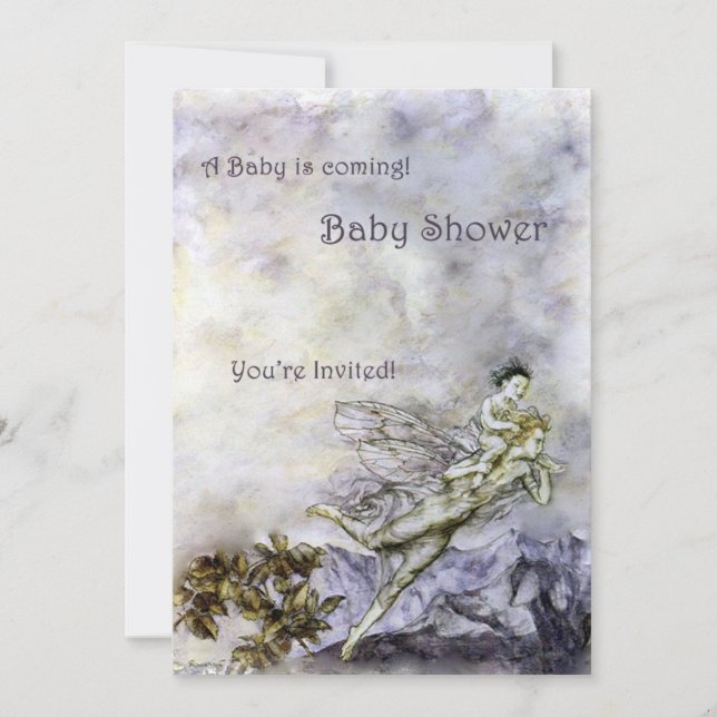 Blue Fairy lleva la invitación Baby Shower (Anverso)