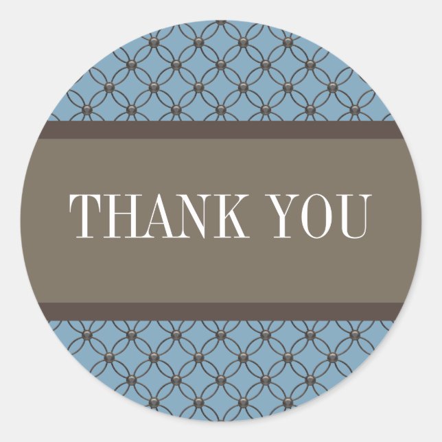 Blue Fancy Lattice Gracias Pegatinas (Anverso)