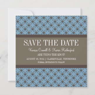 Blue Fancy Lattice Guardar la invitación de fecha