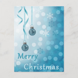 Blue Faux Purpurina Navidad Ornamates Holiday Post