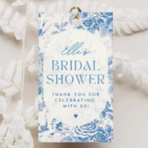 Blue Floral Bridal Shower Gift Gracias Etiqueta