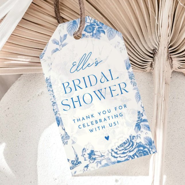 Blue Floral Bridal Shower Gift Gracias Etiqueta (Subido por el creador)