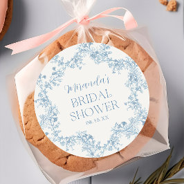 Blue Floral Chinoiserie Bridal Shower Pegatina